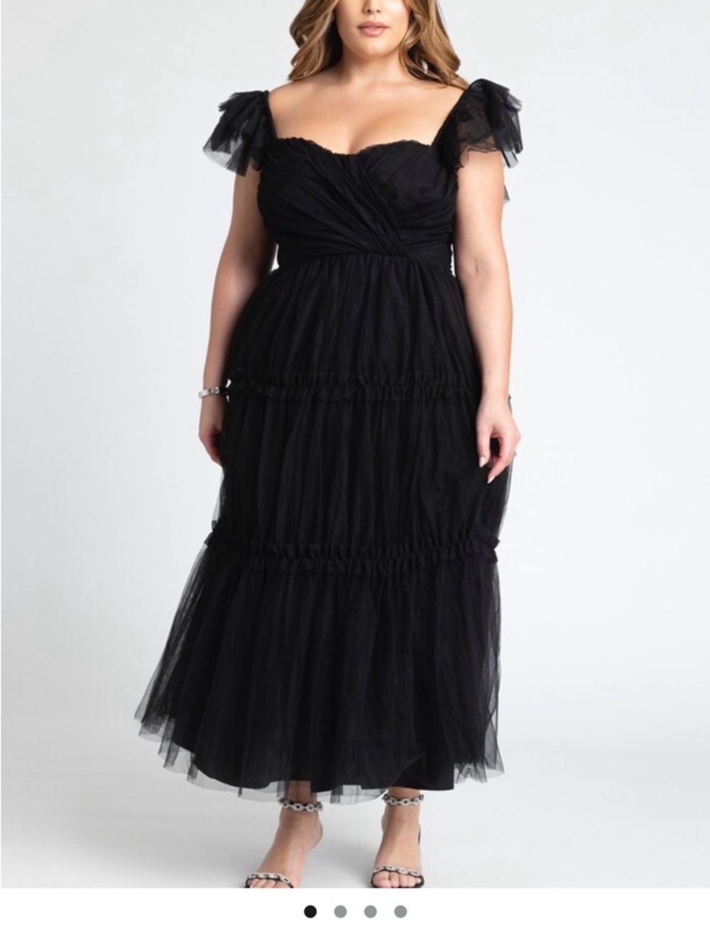 Eloquii Black Fluttery Tiered Tulle Dress - Picture 13 of 14